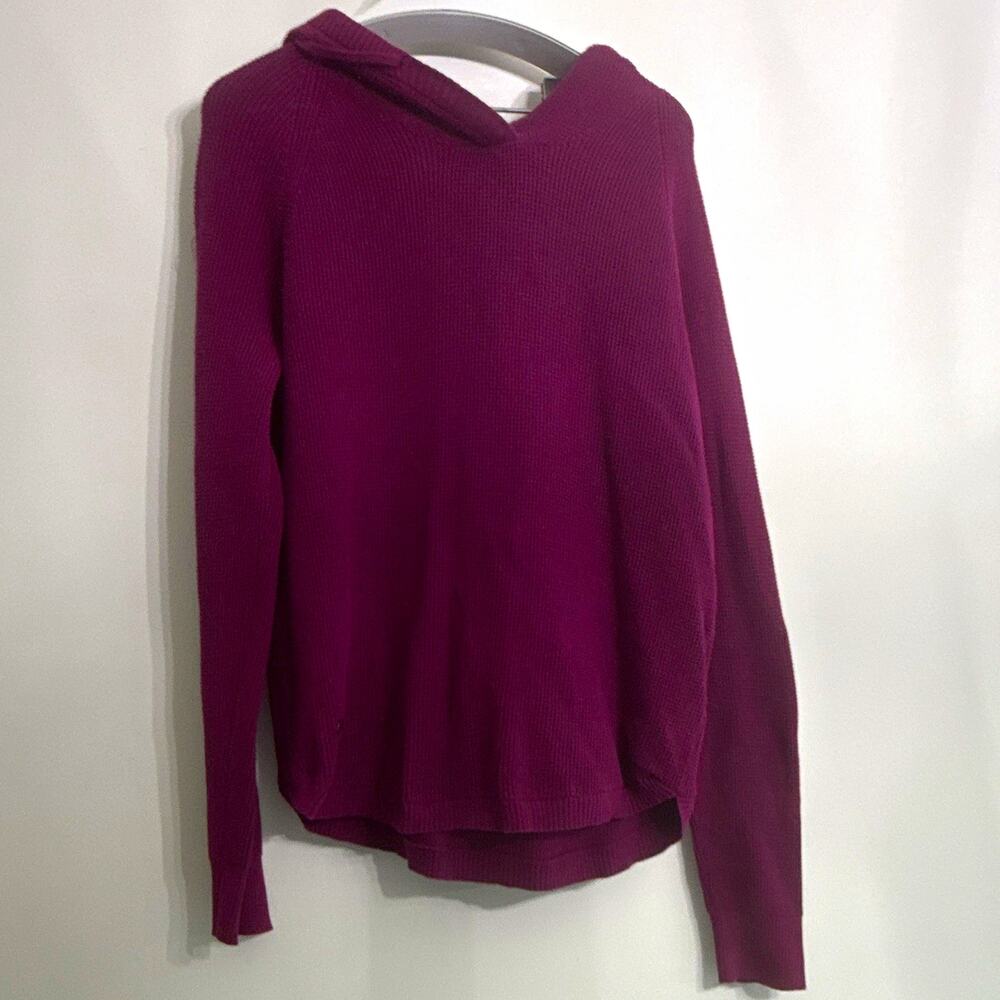 Lauren Ralph Lauren CottonKnit Hooded Pullover Hoodie Sweater Purple L